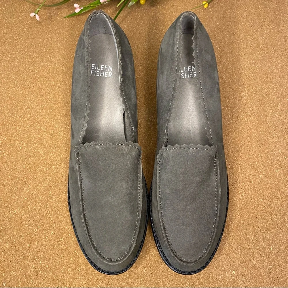 EILEEN FISHER HARRIA LOAFERS BLOCK CHUNKY PLATFORM HEELS SIZE 8.5